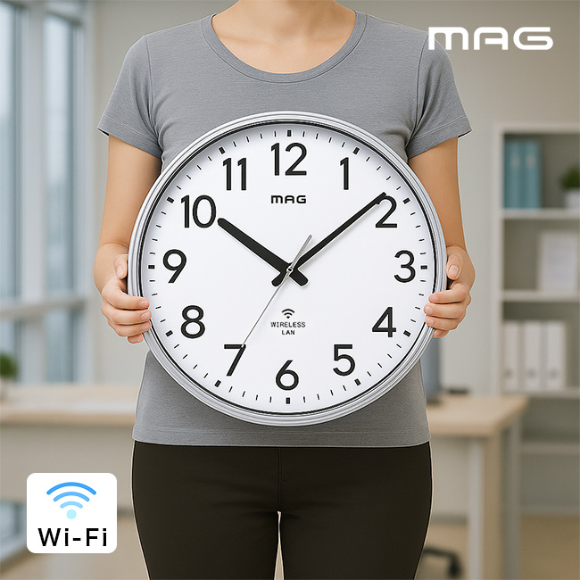 MAG 無線LAN掛時計 W823 直径32.7cm(大きい 見やすい 壁掛け 時計 Wi