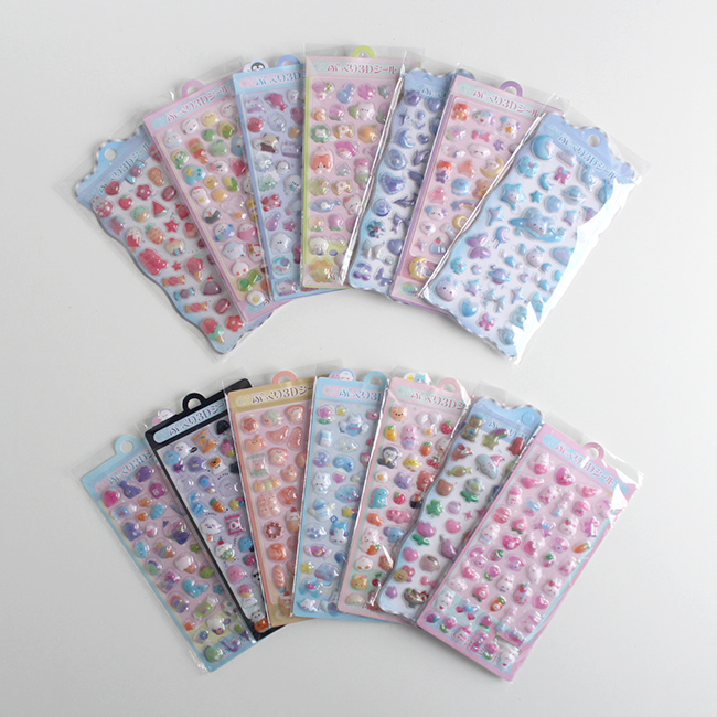 立体シール　ぷくぷくシール　３Ｄシール 1枚250円 ぷくぷく3Dシール 《4枚セット》(シール ぷくぷく 立体 ぷくぷくシール