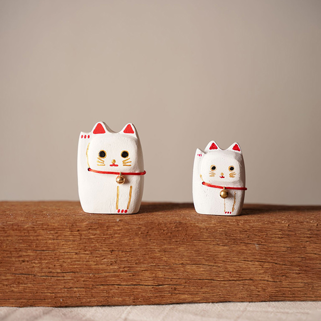 Lucky cat S(招き猫 置き物 置物 おしゃれ かわいい 縁起物 黒 白 金