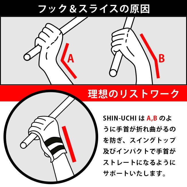 フック＆スライス防止手袋 真打 3枚組(ゴルフグローブ 手首固定 ゴルフ グローブ メンズ レディース おすすめ 手首固定手袋 スイング 手首 固定)  即納 メンズウエア