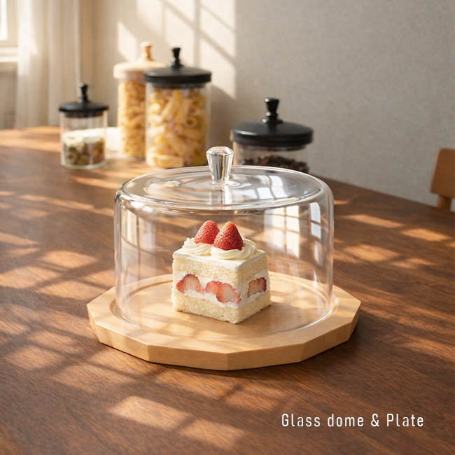【おまとめ売り】ガラスドーム ケーキカバー ディスプレイケース tim ティム ガラスドーム&プレート(ケーキドーム ガラス ケーキカバー