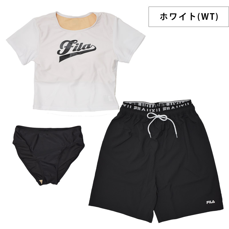 FILA 送料無料 フィラ キッズ 水着 上下セット 3点 女児 子ども