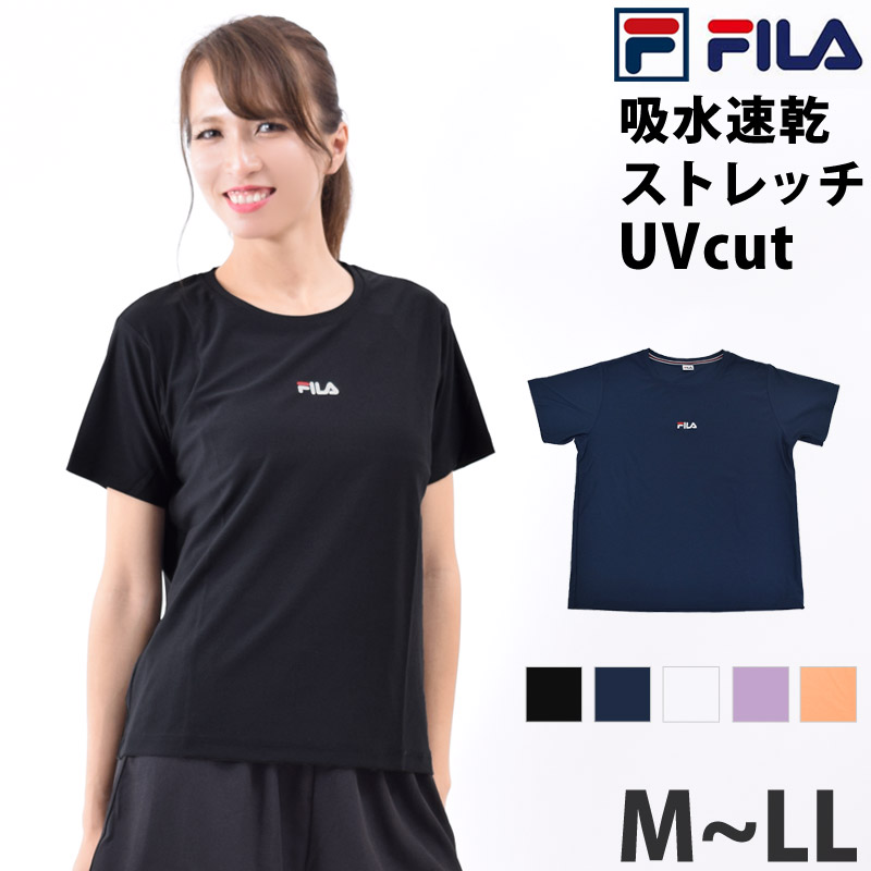 FILA フィラ レディース Tシャツ 半袖 ランニングウェア 速乾 スポーツウェア ヨガウェア UVカット トップス 411621 M L LL  ネコポス送料無料 :411621:キレイストア - 通販 - Yahoo!ショッピング