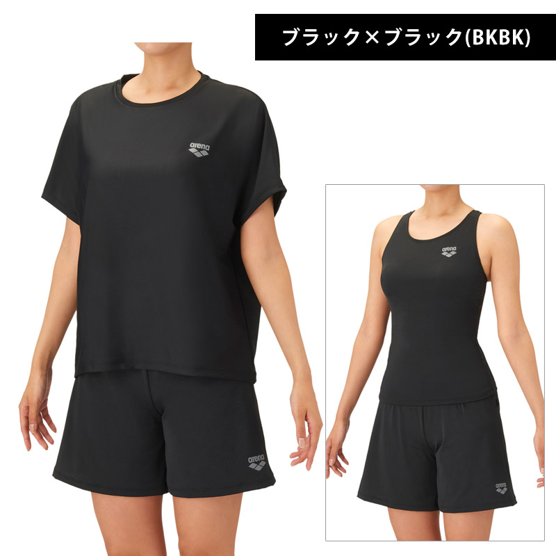 arena 半袖セパレート水着　黒　L 新品未使用 アリーナ（arena） フィットネス水着 半袖 レディース 体型カバー 3点