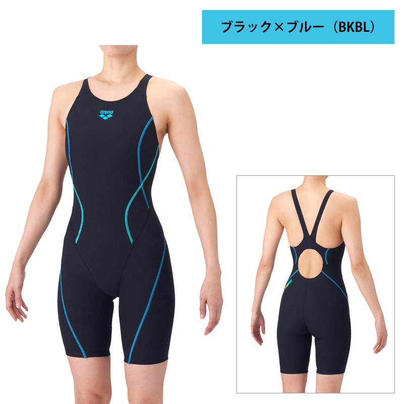 arena 競泳水着 ブラック/ブルー QRコード付き アリーナ（arena） 競泳水着 練習用 レディース トレーニング