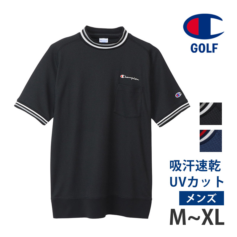 新品M チャンピオンゴルフ Champion GOLF 半袖モックネックシャツ
