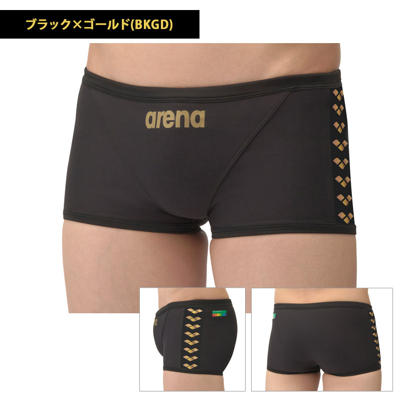 arena ブラック　ハーフスパッツ　競泳水着 メンズ　レース用　ゴールド アリーナ 競泳水着 メンズ WA承認 ARENA ハーフスパッツ AQUA