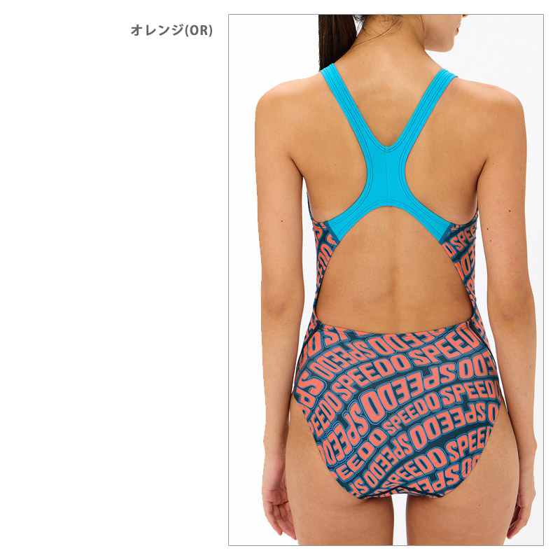 speedo（スピード） レディース 競泳水着 練習用 ウェーブロゴターンズ