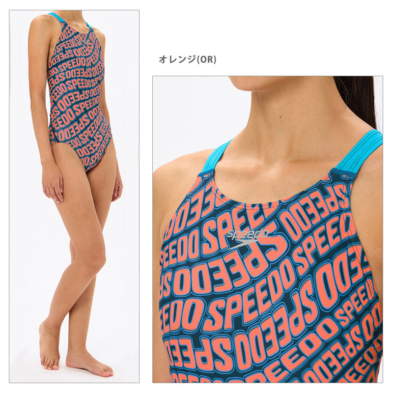 speedo（スピード） レディース 競泳水着 練習用 ウェーブロゴターンズ