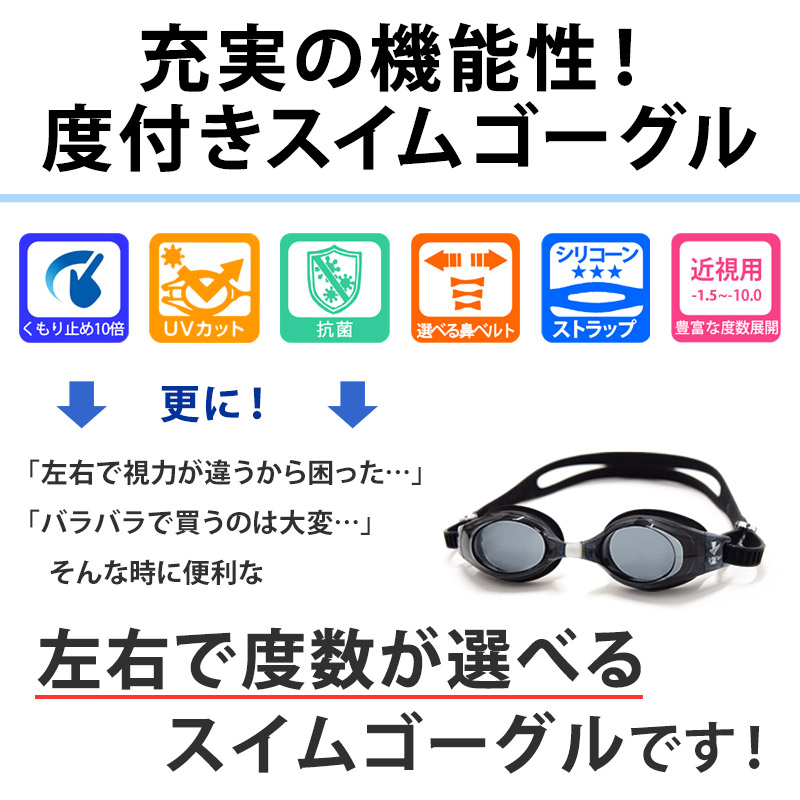 左右で度が選べる タバタ Tabata VIEW ビュー 度付き ゴーグル 水泳 日本製 大人 キッズ スイムゴーグル view-goggles メール便送料無料 関連画像2