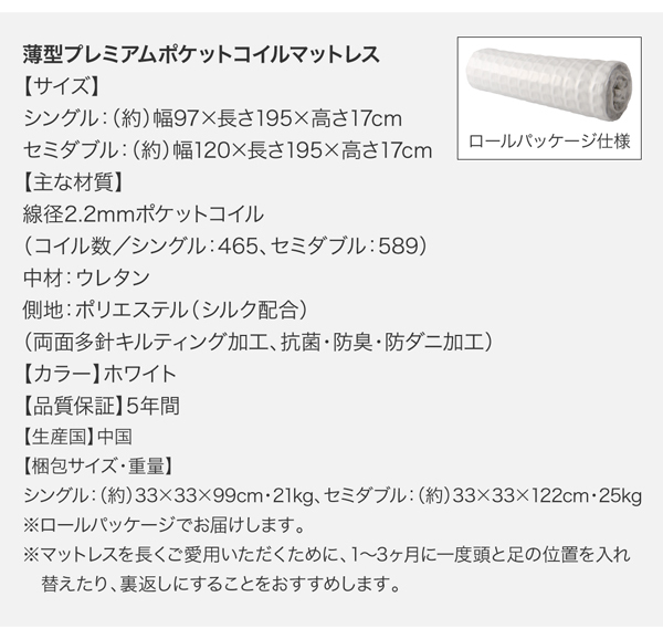 衣装ケースも入る大容量収納ベッド 〔フリエーロ〕 〔薄型スタンダード