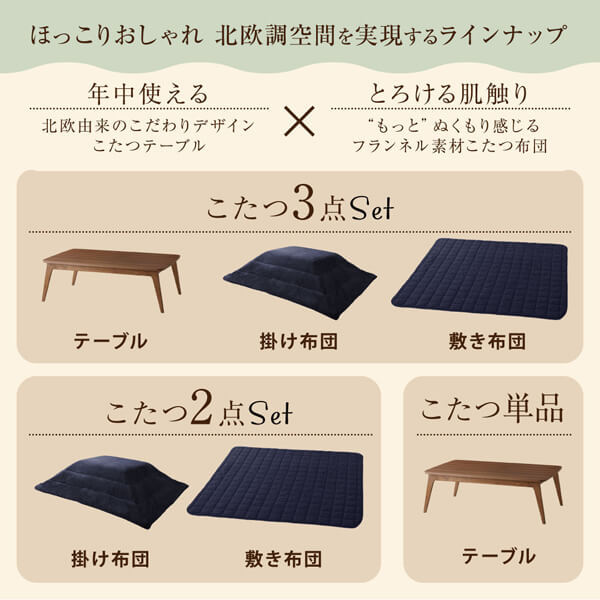 セールセールデザインこたつシリーズ アニッタFK こたつテーブル単品 4尺長方形(80×120cm) グレイッシュブラウン こたつテーブル 