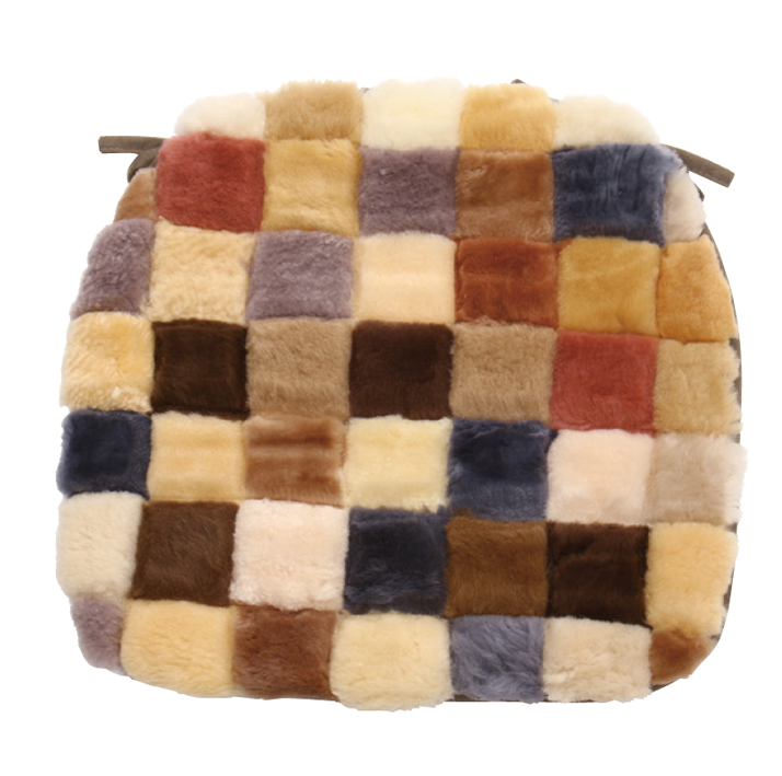 予約販売 ムートン 原皮 クッション 高級 羊毛 ニチロ モザイク シート