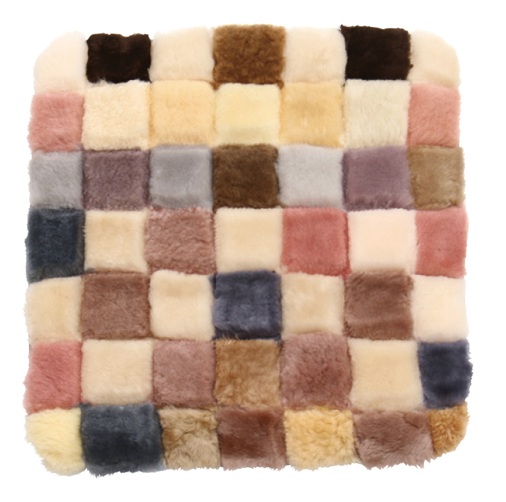 予約販売 ムートン 原皮 クッション 高級 羊毛 ニチロ モザイク シート