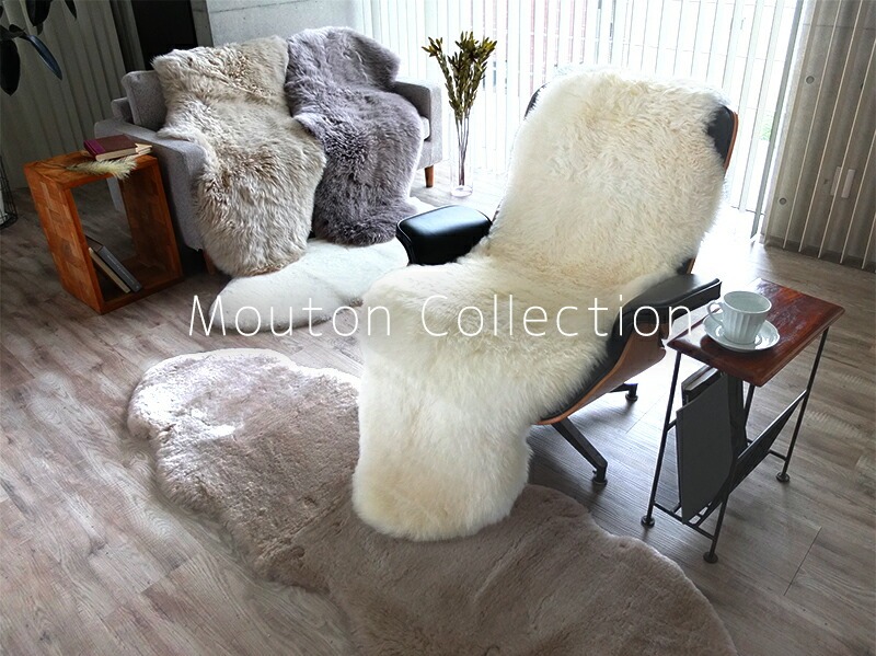 ムートン ラグ 2匹物 60×170cm 高級 羊毛 ラグマット ニチロ