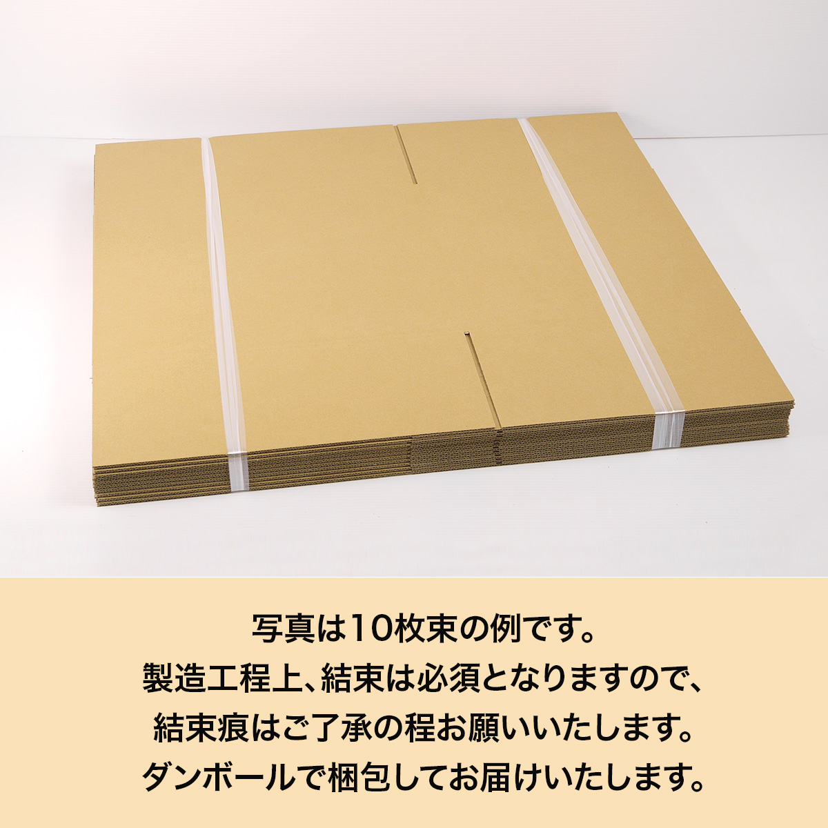 120サイズ定番ダンボール箱の納品時の束形状の説明