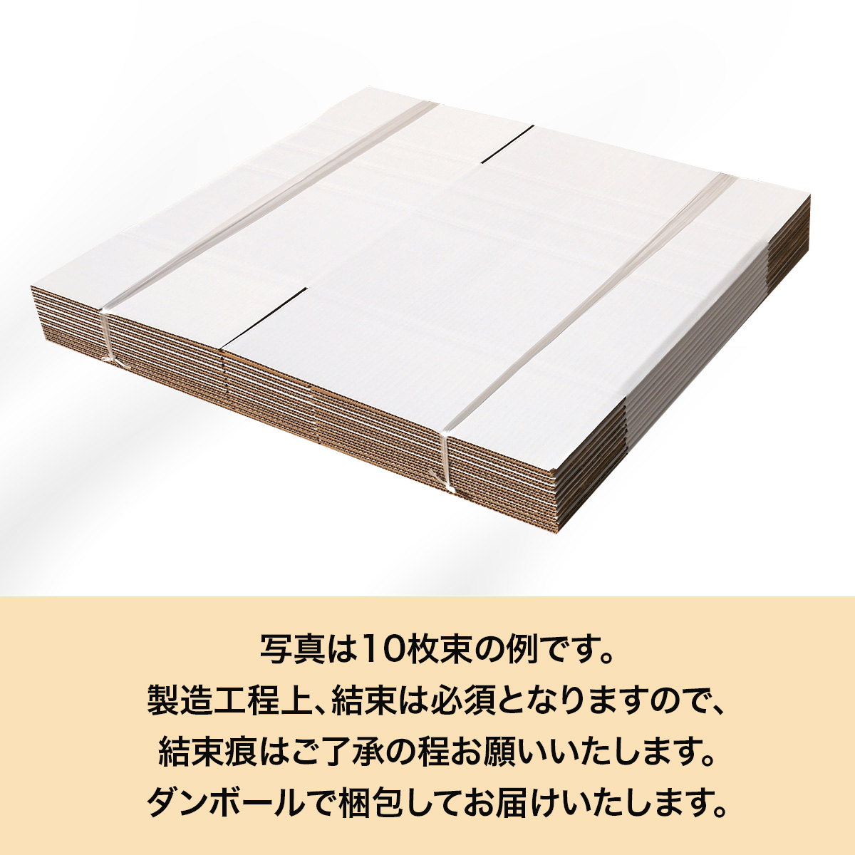 140サイズ 底面B3対応ダンボール箱 納品時の束形状の説明