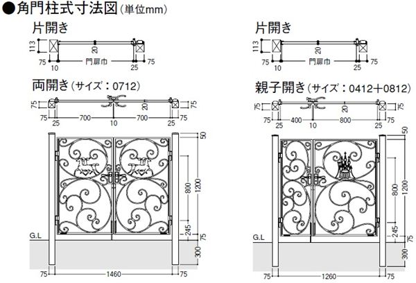 リクシル　新日軽　ディズニー門扉　角門柱式　プリンセスA型（シンデレラ）　両開き　ブラック　0610