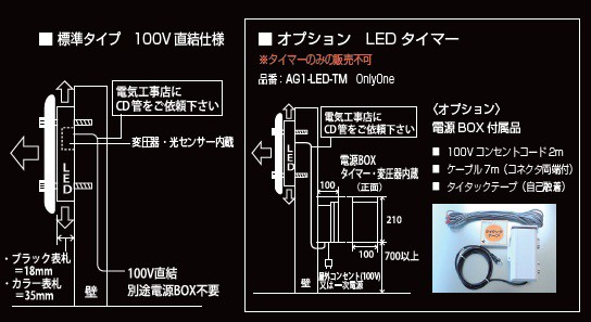 オンリーワン　LED　込　フュージングガラス表札　AG1-LED04