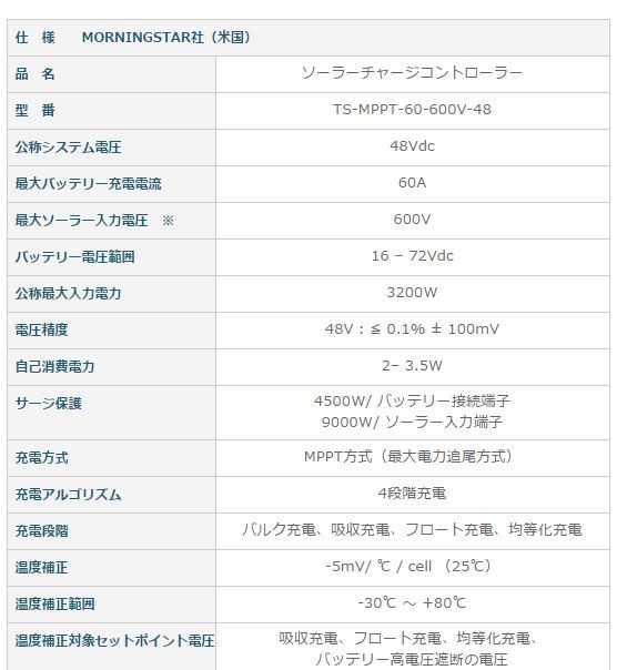 トライスター TS-MPPT-60-600V-48 : ts-mppt-60-600v-48 : エコ