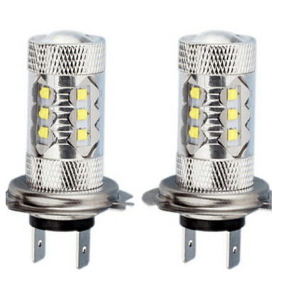 12V/24VH7爆光LEDフォグランプ80W2個セットホワイト白色
