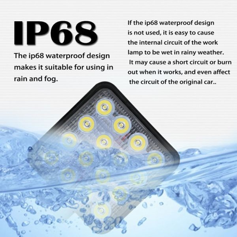 LED ワークライト 12V/24V 兼用 48W 6000K ホワイト 防水 作業灯 デッキライト 投光器 車幅灯 照明 トラック 2個セット