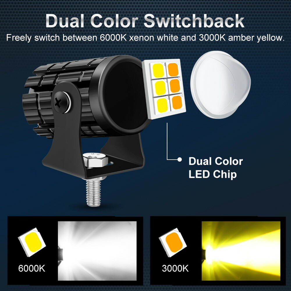 バイク用 ヘッドライト LEDプロジェクター レンズ 2色切替え