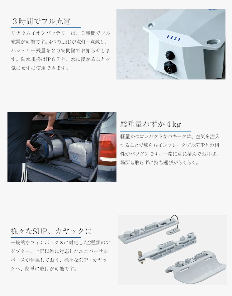 電動フィン サップ SUP 電動モーター 電動船外機 カヤック カヌー
