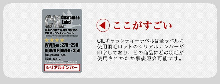 シリアルナンバーから使用されている羽毛を照会できます