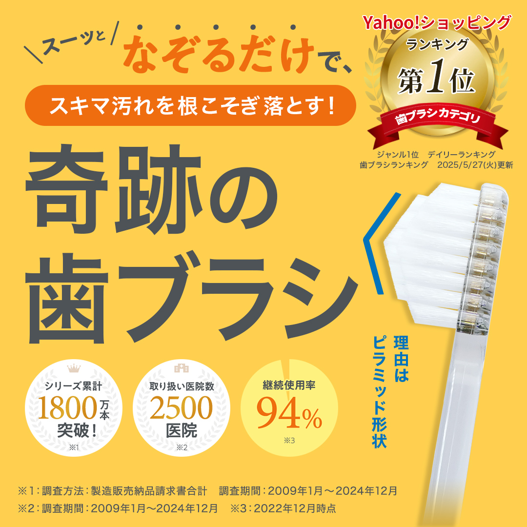 【公式】奇跡の歯ブラシ クリアブラック 3本セット 日本製 なぞるだけで汚れが落ちる 隙間にフィット オーラルケア ハブラシ 関連画像3