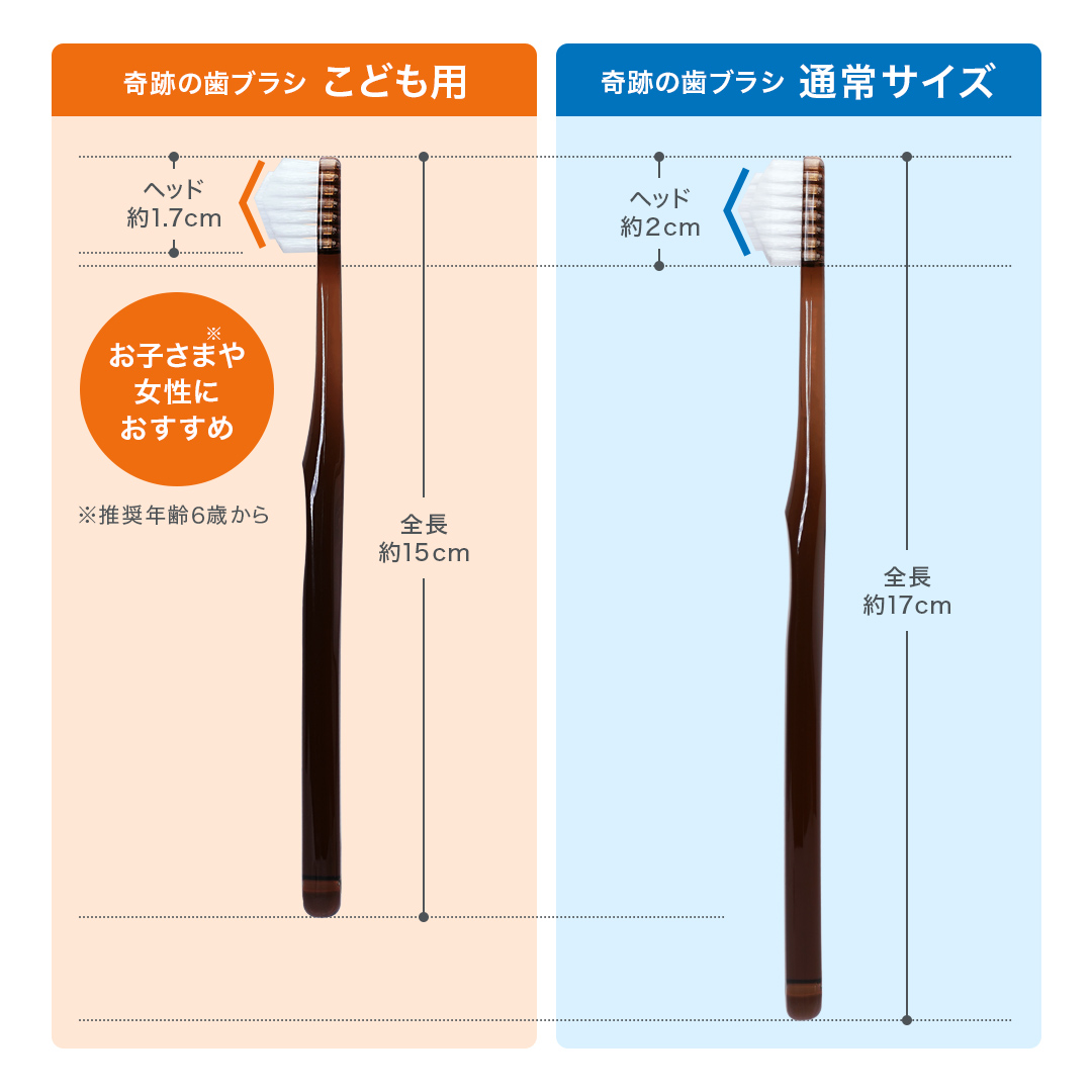 奇跡の歯ブラシ 【公式】子ども用 クリアブラウン 3本セット 日本製