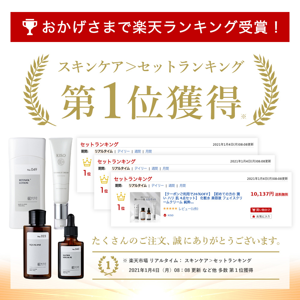 26％OFF】潤い ハリ 肌 4点セット 化粧水 美容液 フェイスクリーム