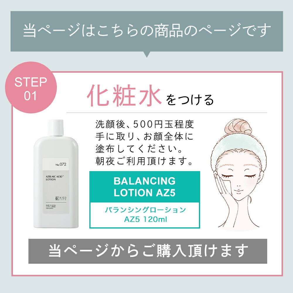 化粧水 ドクダミ 発酵エキス 77% アゼライン酸 5% 配合 KISO キソ バランシングローションAZ5 CICA パンテノール グリチルリチン酸2k ヒアルロン酸 No.072 | KISO | 16