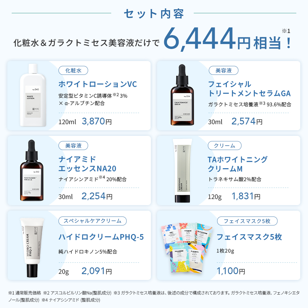 KISO くすみ・ハリ集中ケア6点セット キソ 化粧水 美容液 クリーム