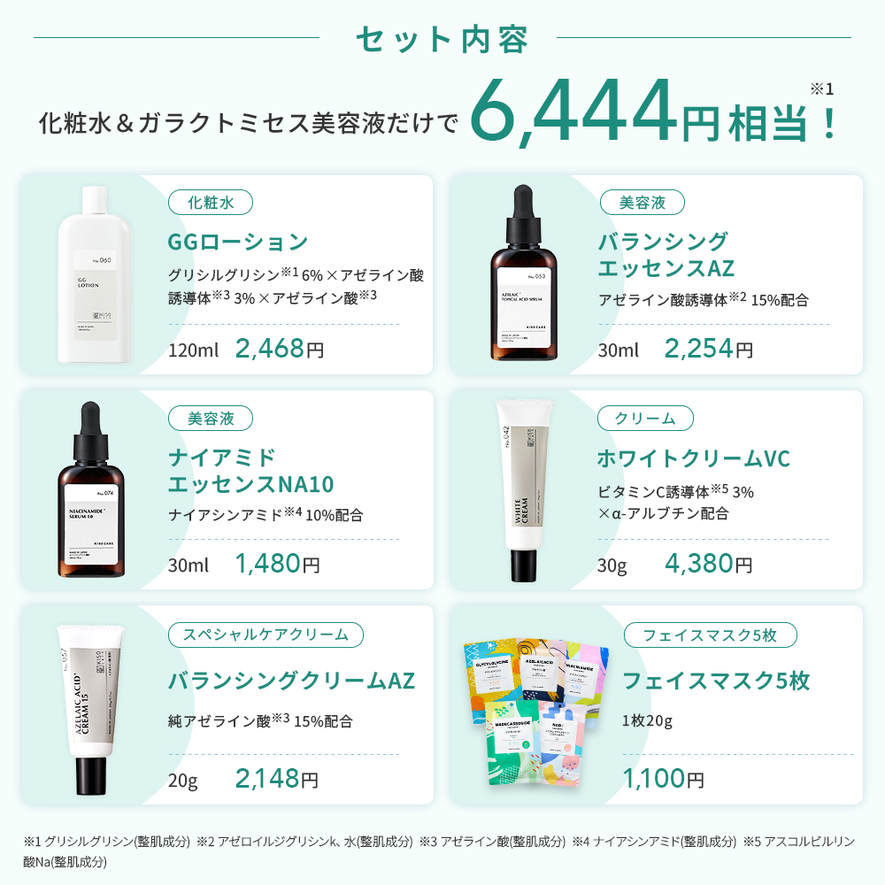 KISO スキンケアセット 毛穴 皮脂 6点セット キソ 化粧水 美容液