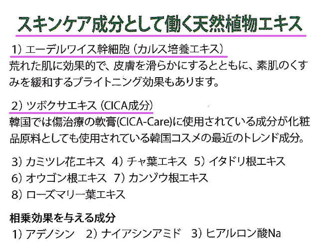 スキンケア成分として働く天然植物エキス