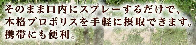 そのまま口内にスプレーするだけで本格プロポリスが手軽に摂取できる