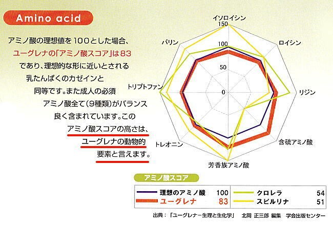 ユーグレナのアミノ酸スコア