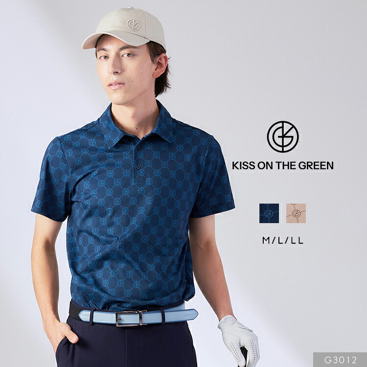 新作/送料無料】ゴルフウェアメンズ モノグラムポロシャツ : キス