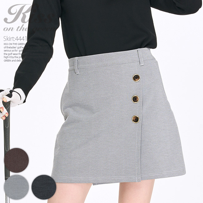 送料無料 ゴルフ スカート 飾りボタン付きラップスカート インナーパンツ一体型 ゴルフウェア レディ...