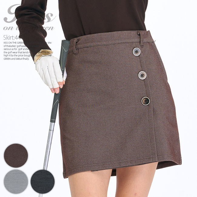 送料無料 ゴルフ スカート 飾りボタン付きラップスカート インナーパンツ一体型 ゴルフウェア レディ...