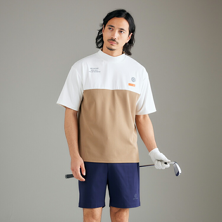今季新作セール45％OFF】ゴルフウェア メンズ 配色モックネック