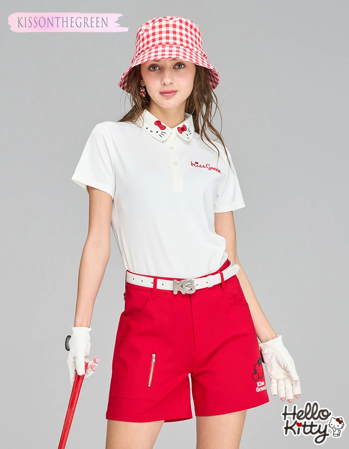 ハローキティ ゴルフウェア３点セット(ポロシャツ２点＋スカート) KISS ON THE GREEN ゴルフ 半袖 ポロシャツ キティ キティー 柄