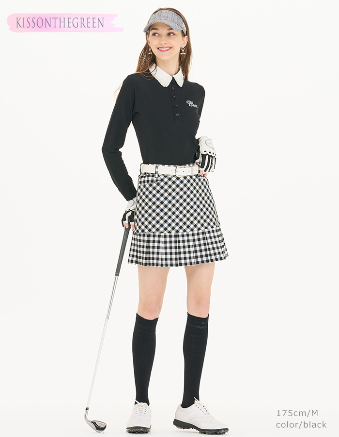 PXG ゴルフウェア レディース　2点セット　長袖シャツ　ポロシャツ　スカート KISS ON THE GREEN（キスオンザグリーン） ゴルフウェア レディース