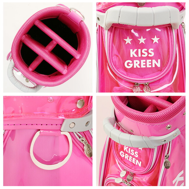 希少 レア⛳️新品 PING ピン キャスター付きキャディバッグ　ピンク KISS ON THE GREEN（キスオンザグリーン） クリアピンク☆キャスター