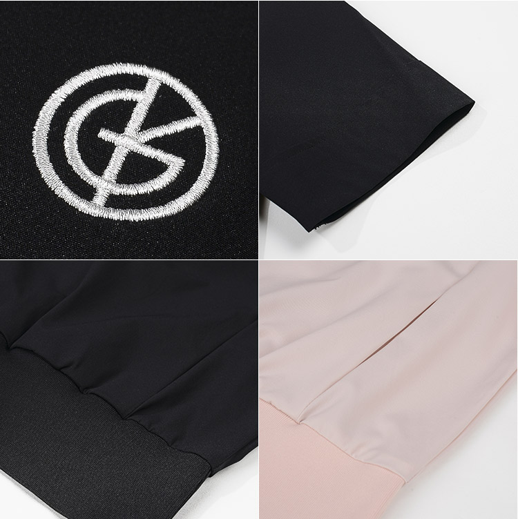 【新作/送料無料】ゴルフウェア レディース ウィンドブレーカー 5分袖 ハーフジップ ハイネック 【S〜3Lサイズ展開】 アウター プルオーバー 防風 伸縮 ナイロン ストレッチ 裾リブ 体系カバー スタイルアップ レイヤード キスオンザグリーン 大きいサイズ 小さいサイズ