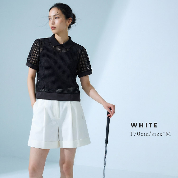 ゴルフウェア レディース 裾ロールアップ ショートパンツ 4分丈