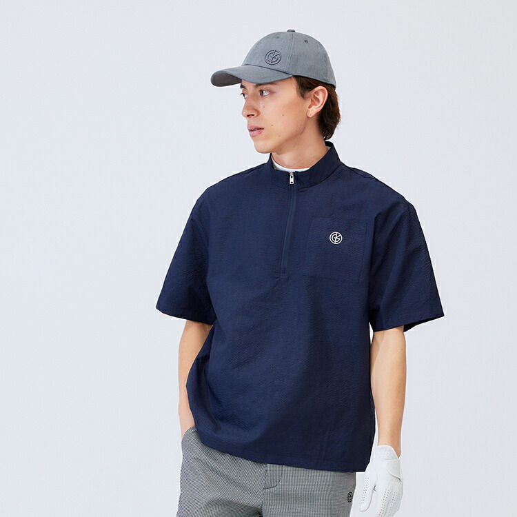 美品 レザレクション モックネック 総柄 半袖ゴルフポロシャツ ブラック L 今季新作セール30％OFF】ゴルフウェア メンズ 半袖 春 夏 ゴルフ