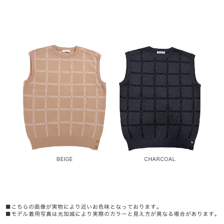 新作】スクエアロゴ ジャガードニットベスト メンズゴルフウェア
