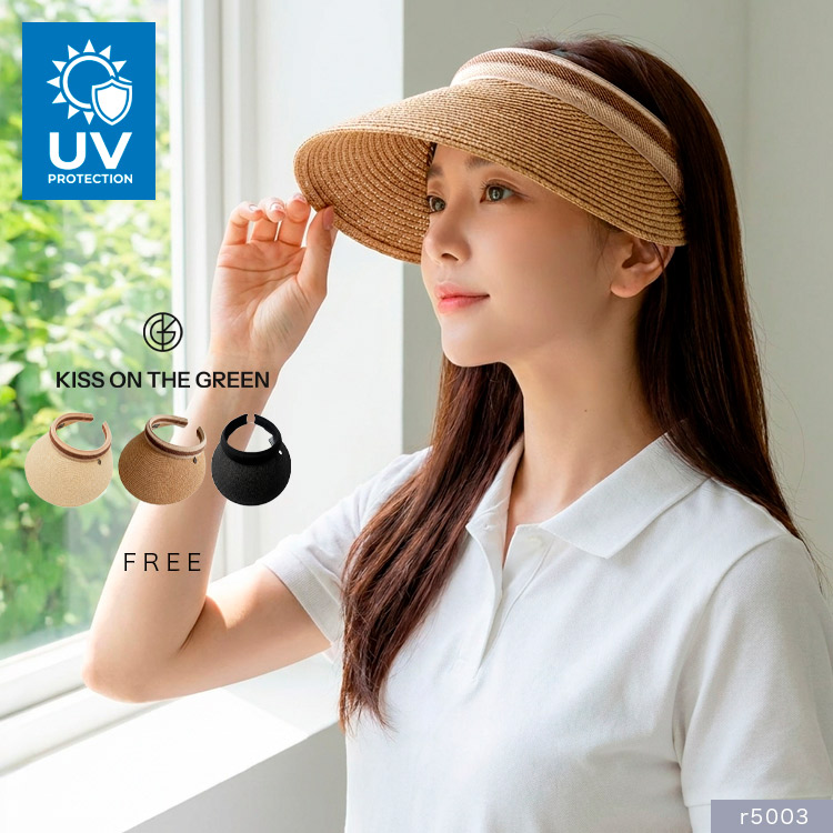 UV PROTECTION】サンバイザー 麦わら 帽子 レディース ストローハット